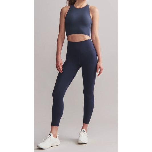 Rhone Revive Print Racerback Crop Tank & High Rise Leggings Set Blue Spotted XS