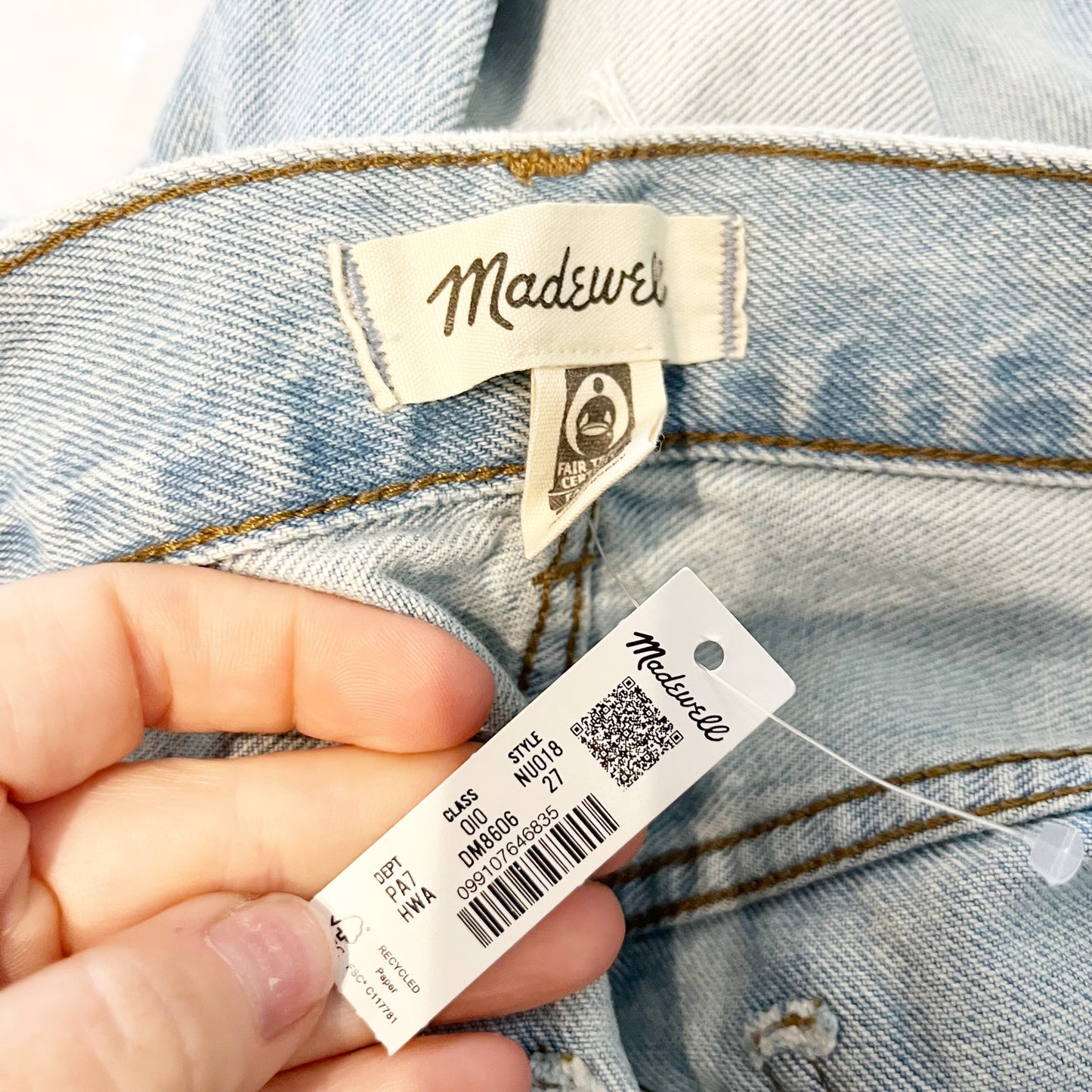 Madewell Low Slung Baggy Distressed Cuffed Wide Leg Jeans Hallstead Wash Blue 27