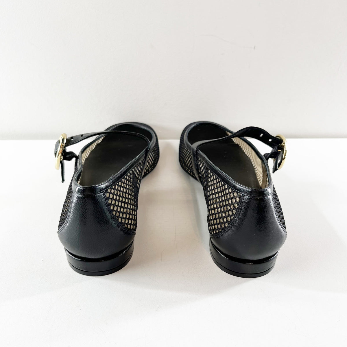 Stuart Weitzman Arabella Mesh Mary Jane Ballet Flats Black 10