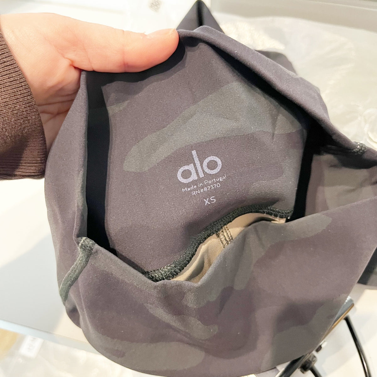 Alo High-Waisted Camo Vapor Compression Legging Pants Black Green XS