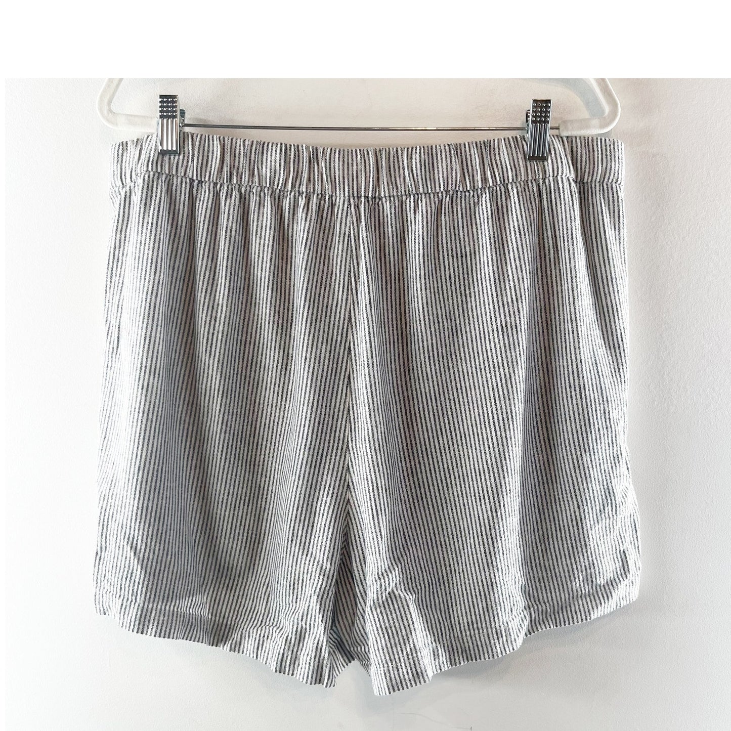 J. Crew Linen Blend Pull On Shorts Blue White Striped XL