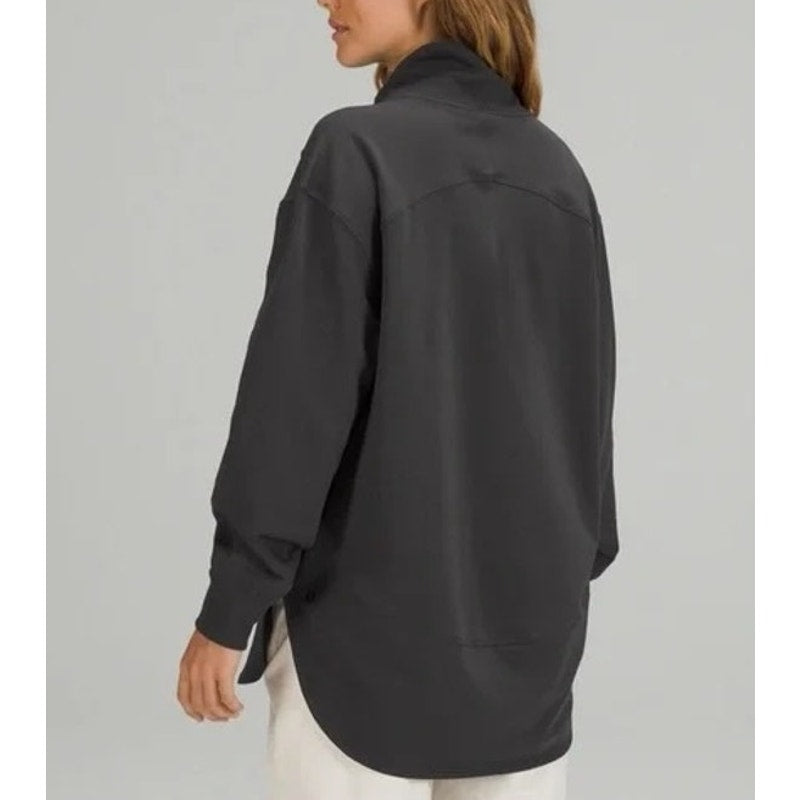 Lululemon LA Long Sleeve V Neck Oversized Tunic Pullover Sweatshirt Gray 8