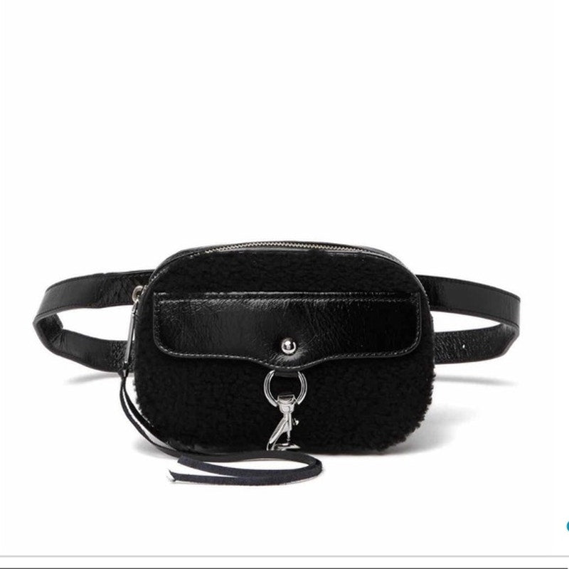 Rebecca Minkoff Blythe Pebbled Leather Waist Belt Crossbody Bag Black