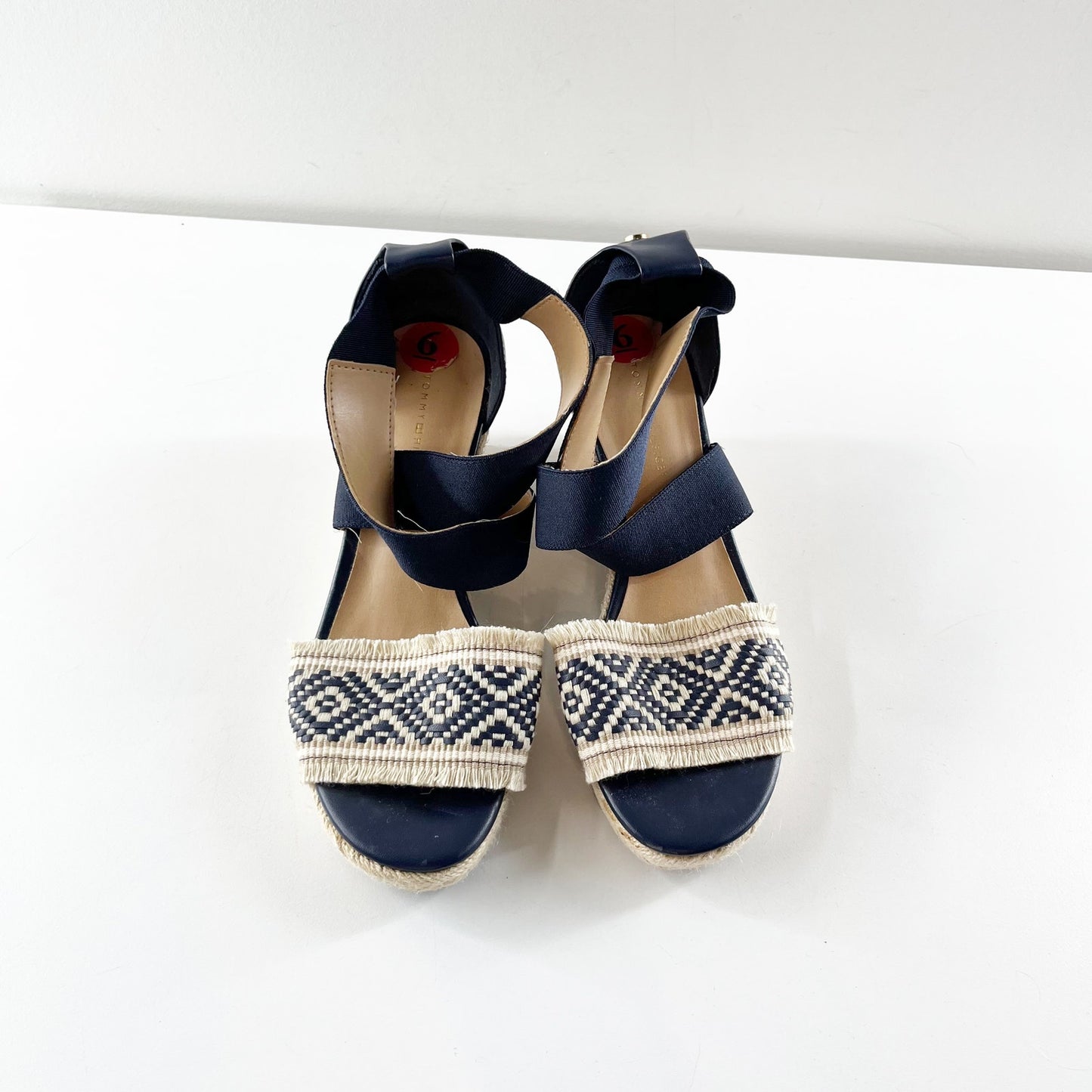 Tommy Hilfiger Yemina Ankle Strap Espadrille Wedge Sandals Navy Blue 6