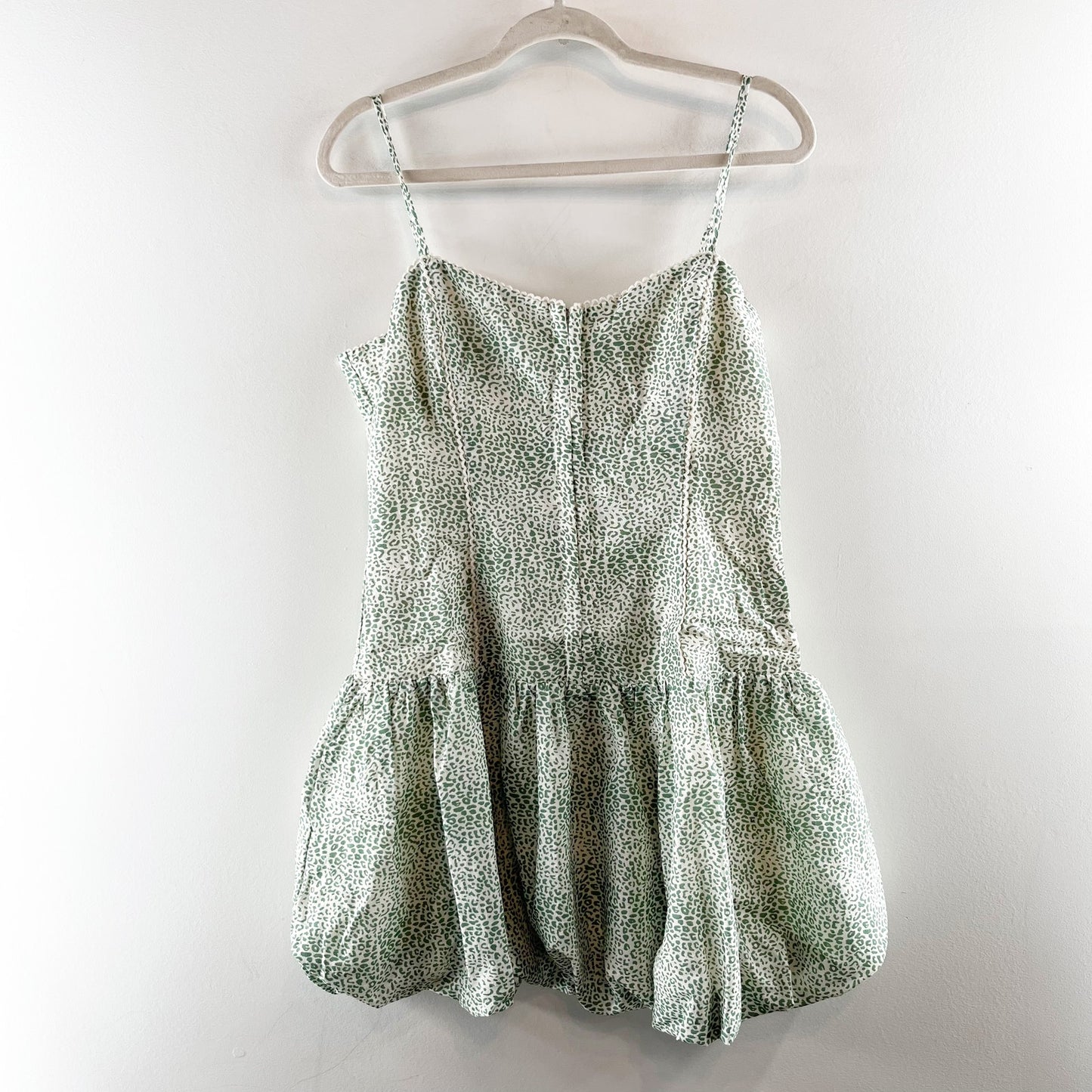 Lush Corset Bubble Hem Mini Dress Green Animal Print Large