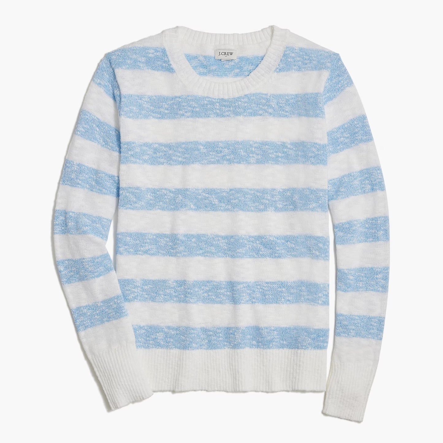 J.Crew Striped Long Sleeve Crewneck Beach Pullover Sweater White Pale Cerulean S