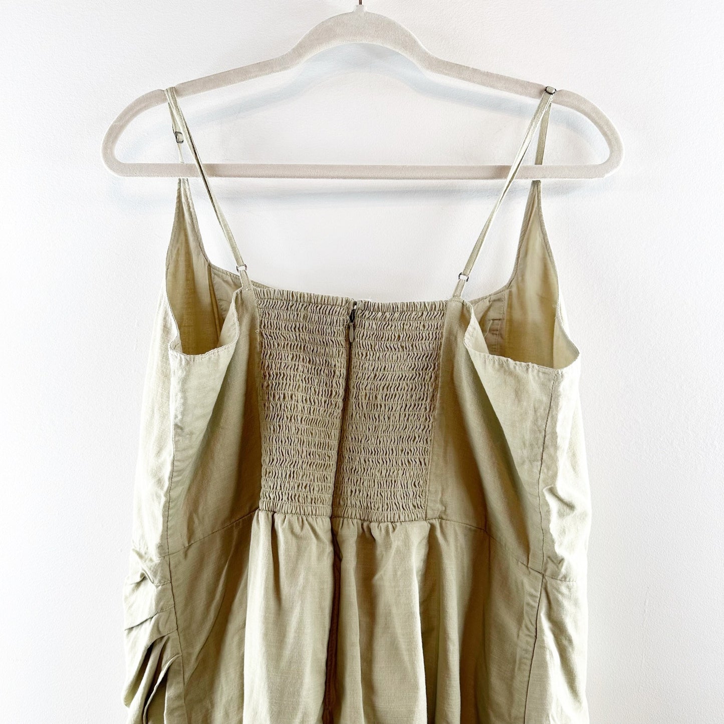 Abercrombie Square Neck Cotton Wrap Mini Slip Dress Green XL