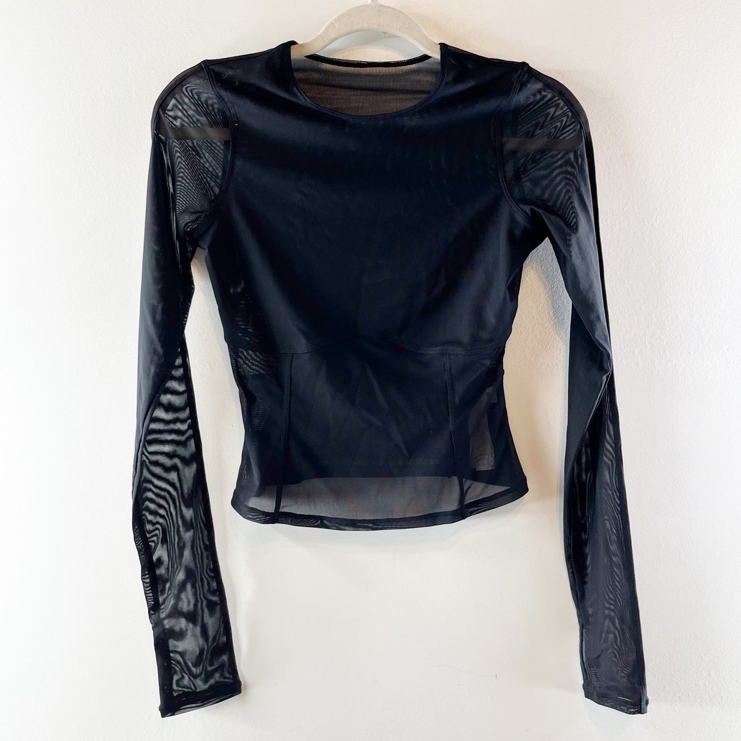 Alo Yoga Mesh Winter Twilight Long Sleeve Activewear T-Shirt Black Small