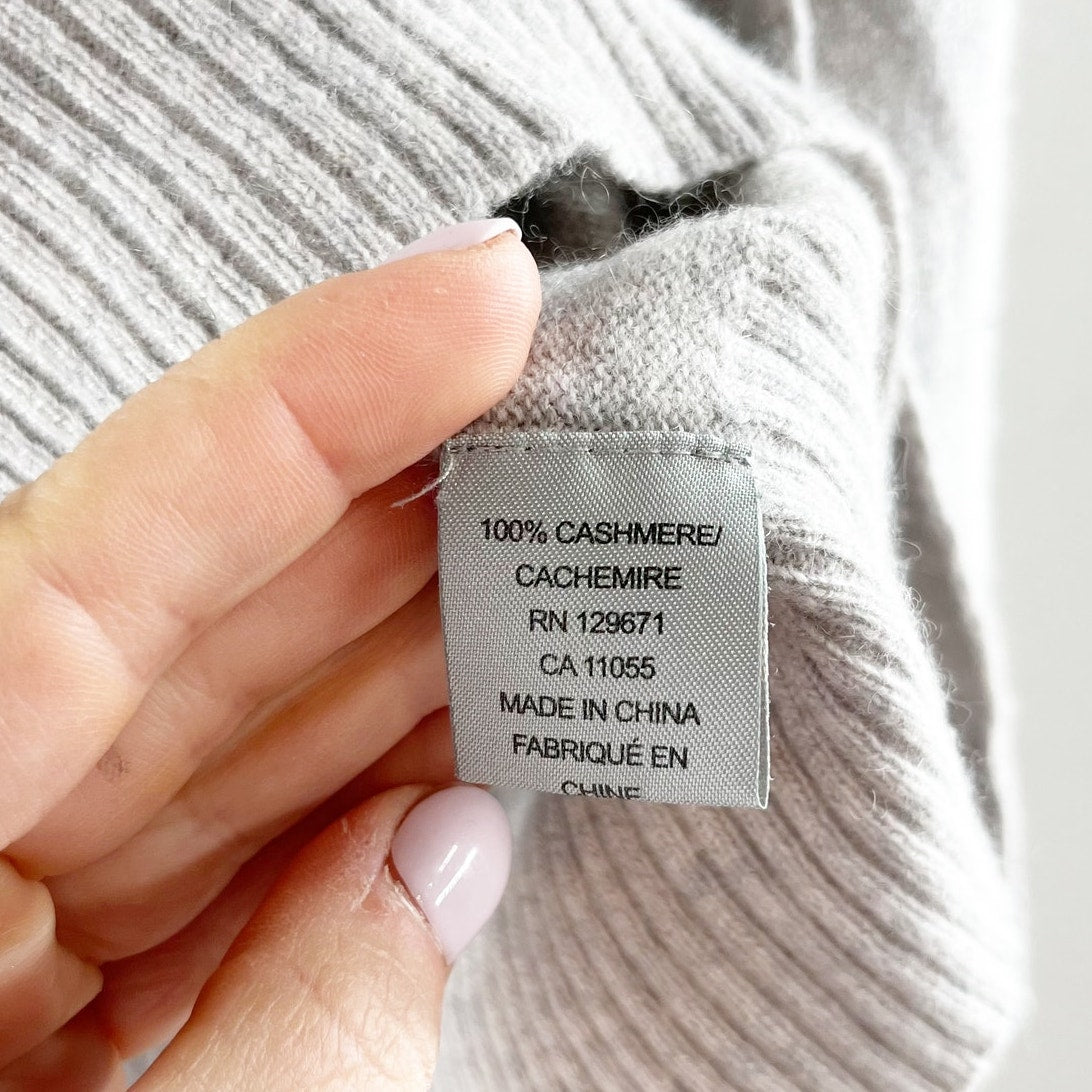 Intermix 100% Cashmere Long Sleeve V Neck Pullover Knit Sweater Gray Small