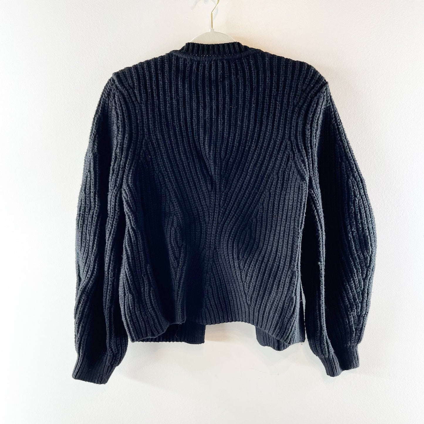 GAP Cotton Wool Blend Barrel Sleeve Cardigan Sweater Black Small