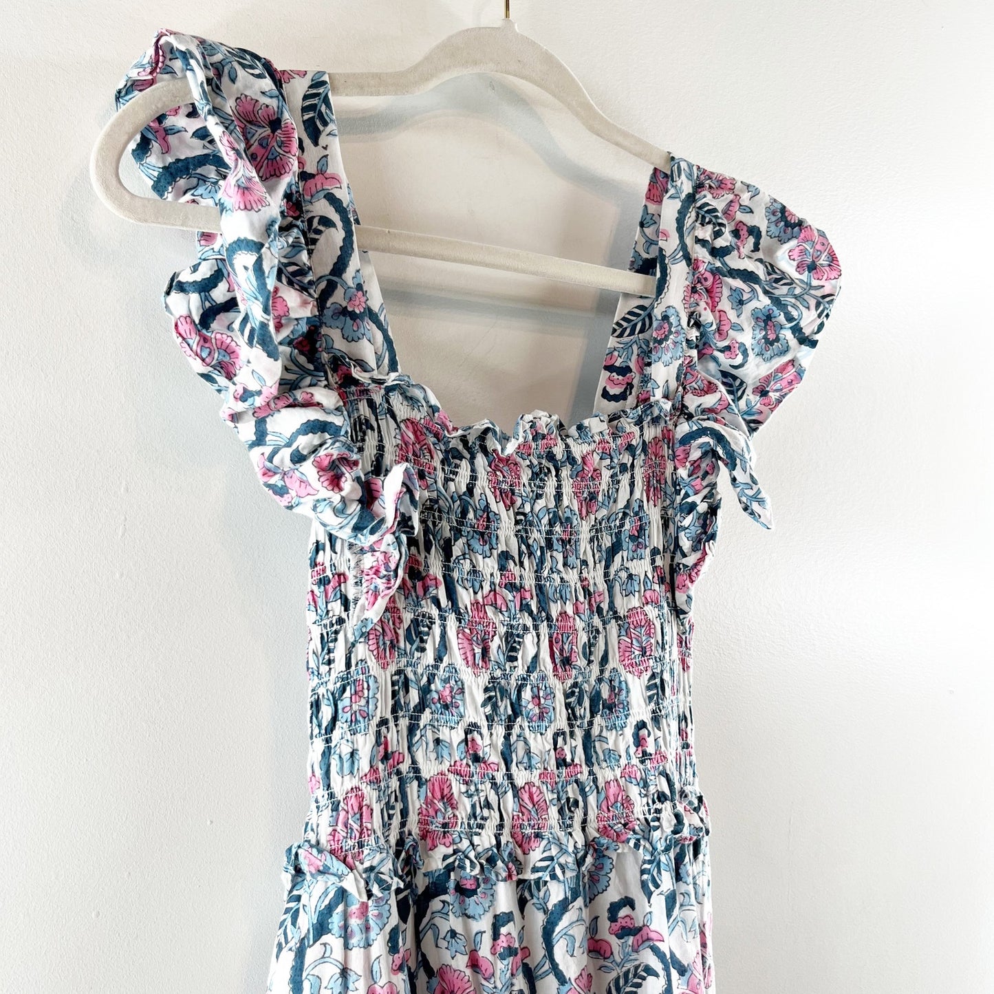Anna Cate Collection Gisele Floral Flutter Sleeve Maxi Sundress Blue Pink XS