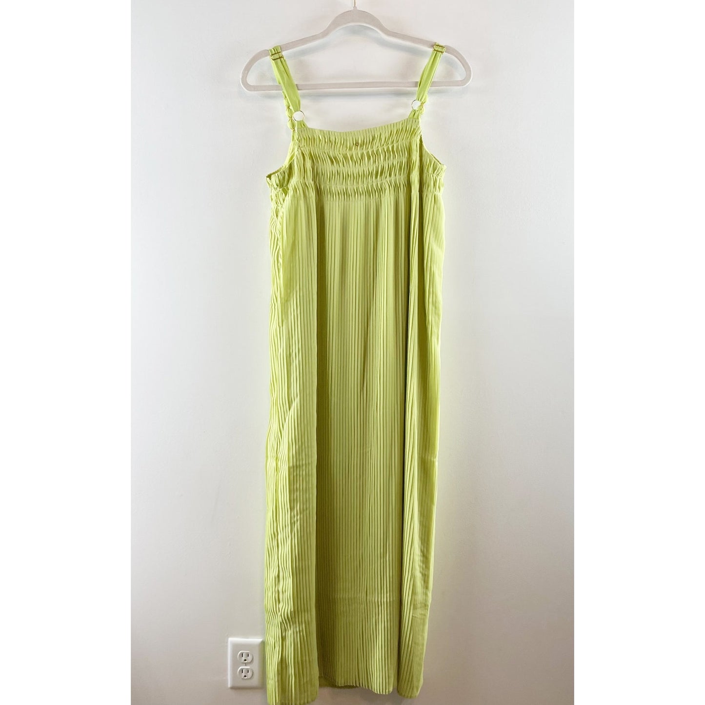 Adrienne Landau Plisse Midi Slip Dress in Green Glow 6