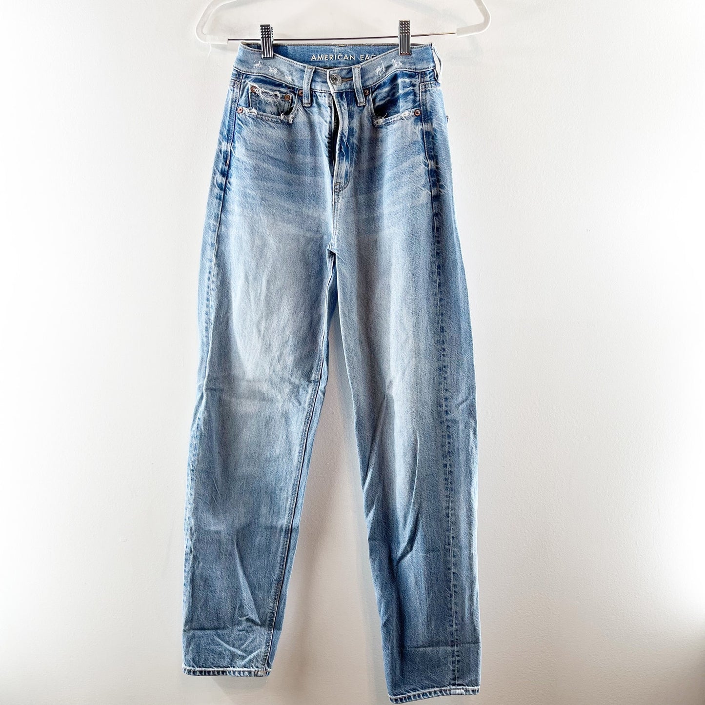 American Eagle Classic Cotton Denim Relaxed Tapered Baggy Jeans Powder Blue 00