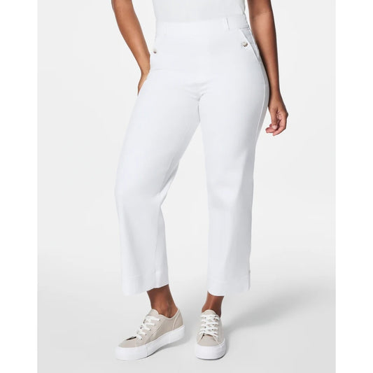 Spanx Stretch Twill High Rise Cropped Wide Leg Pants Bright White 2X