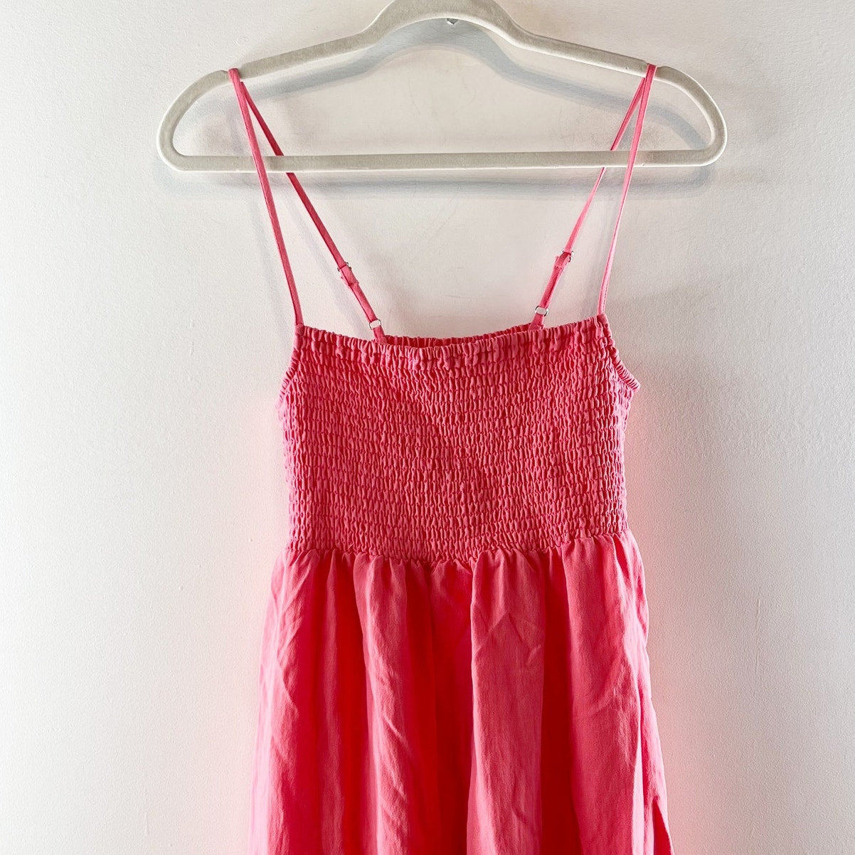 Z Supply Beachside Smocked Midi Dress in Sunset Pink Coral Small