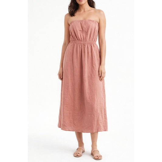 Rachel Pally Strapless Midi Dress Sundress Coral Pink Small