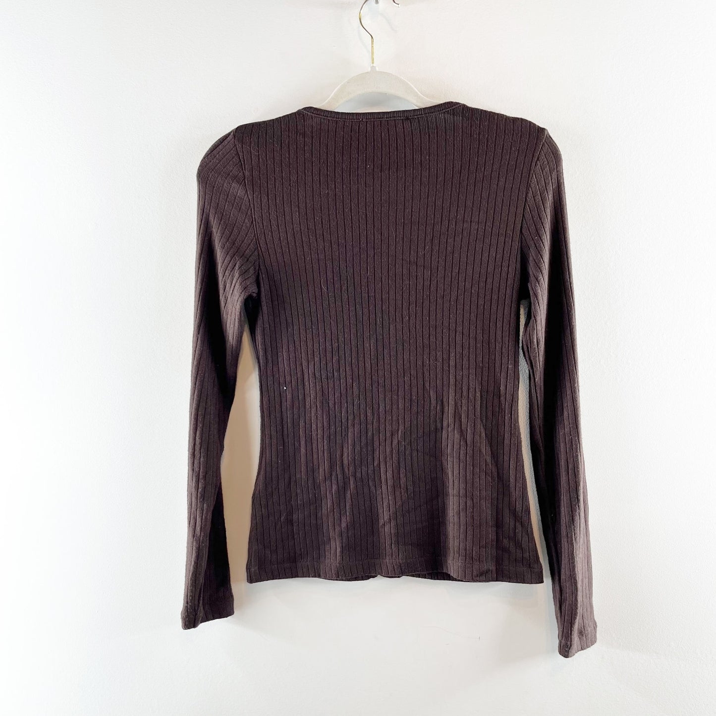 Madewell Textural Cutaway Crewneck Long Sleeve Cardigan Sweater Molasses Brown S
