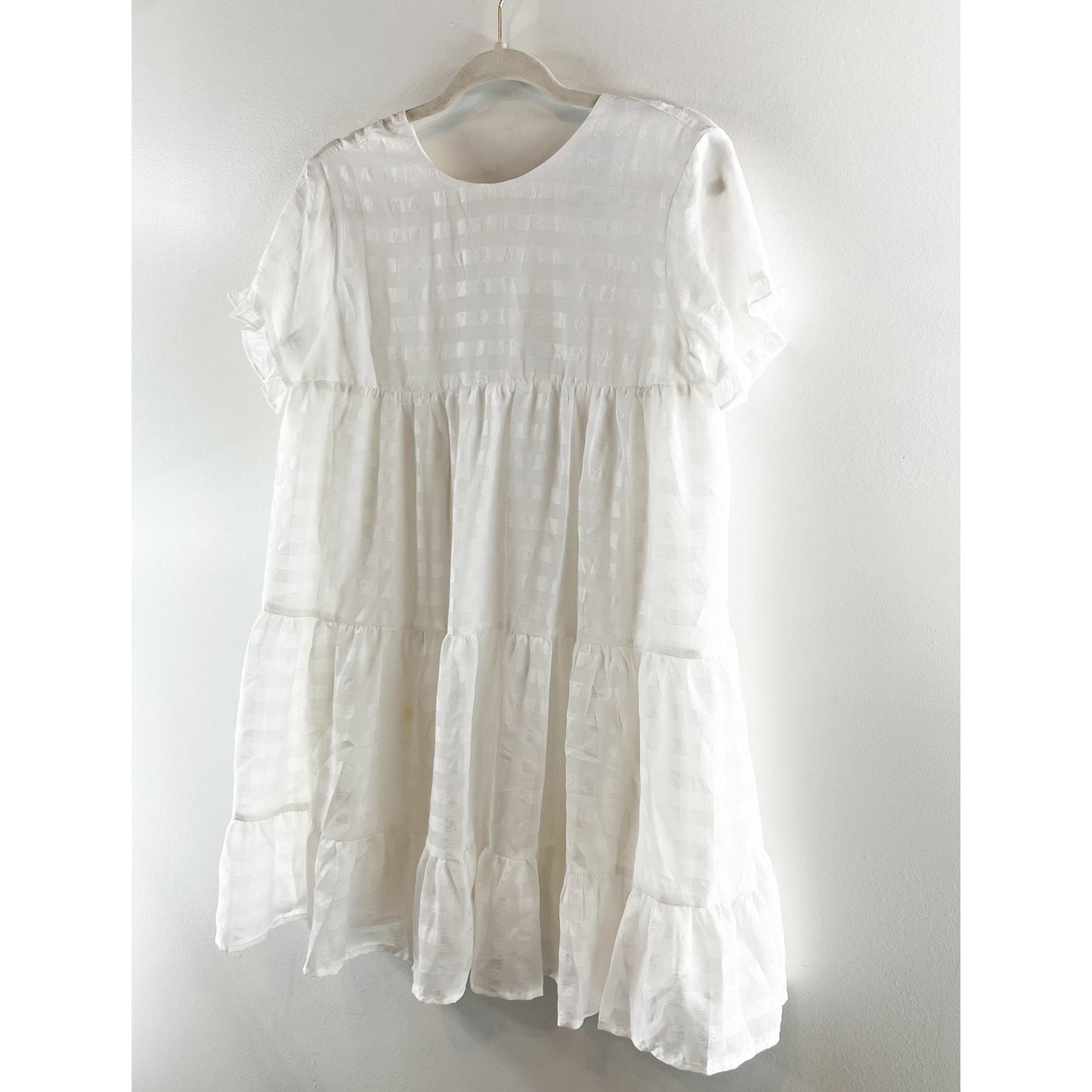 Hello Molly We Need Space Babydoll Tiered Mini Dress White 2