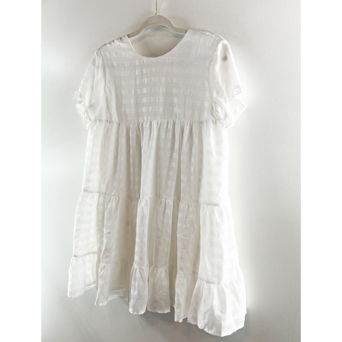 Hello Molly We Need Space Babydoll Tiered Mini Dress White 2