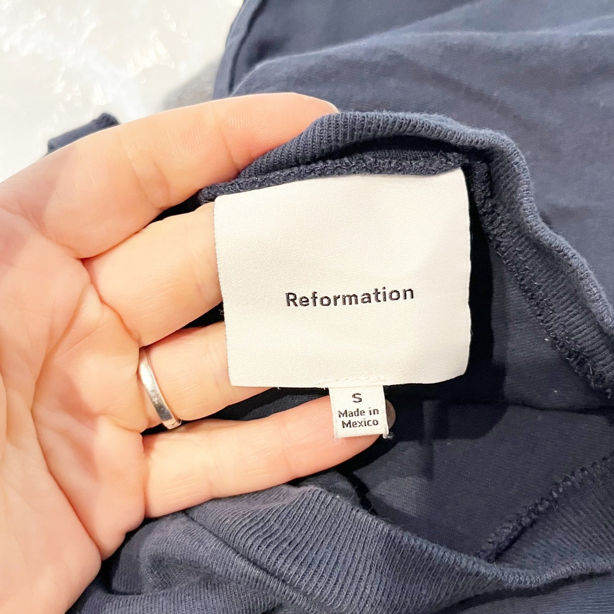 Reformation Organic Cotton Short Sleeve Crew Neck Cropped T-Shirt Blue Small