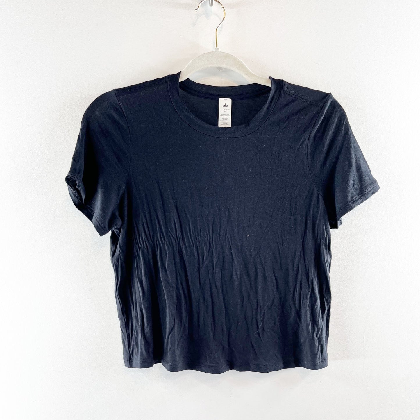 Alo Cropped All Day Short Sleeve Basic T-Shirt Black XS
