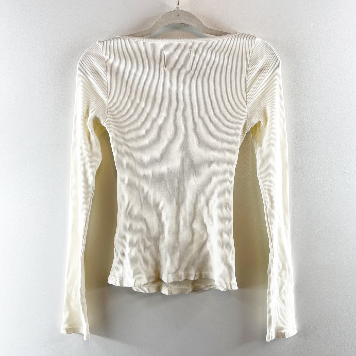 Citizens of Humanity Iris Cutout Ribbed Long Sleeve Tee Top Shirt White Small