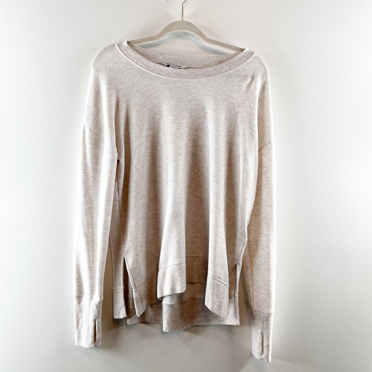 Athleta Coaster Luxe Recover Pullover Long Sleeve Sweatshirt Heathered Gray S