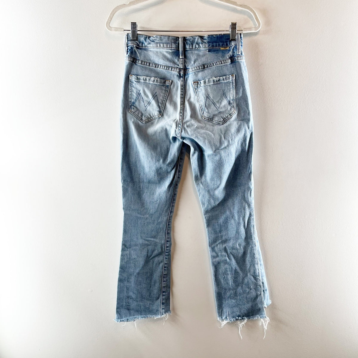 Mother The Insider Crop Step Fray Hem Jeans I Confess Light Wash Blue 25