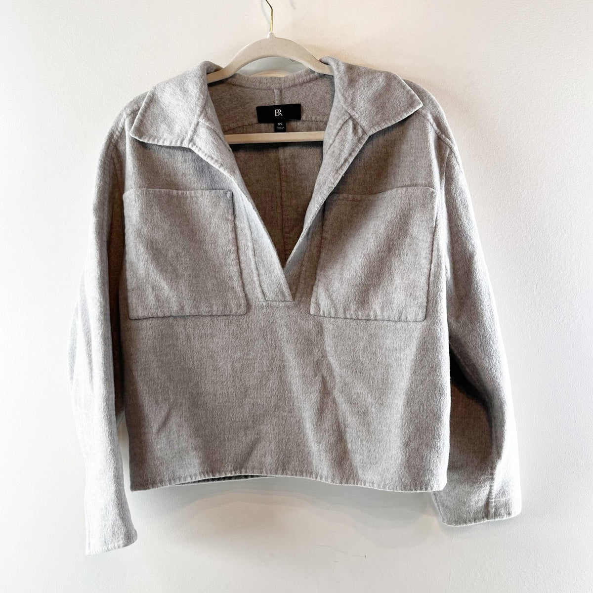 Banana Republic Long Sleeve Collared Popover Sweater Heather Gray XS