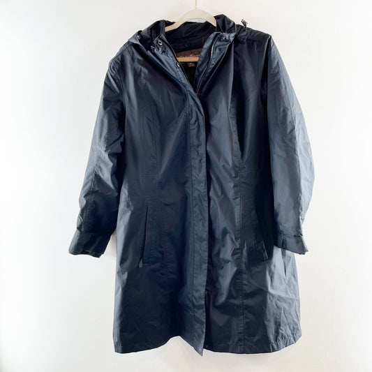 Eddie Bauer Long Sleeve Lined Full Zip Hooded Rain Coat Jacket Parka Black XL