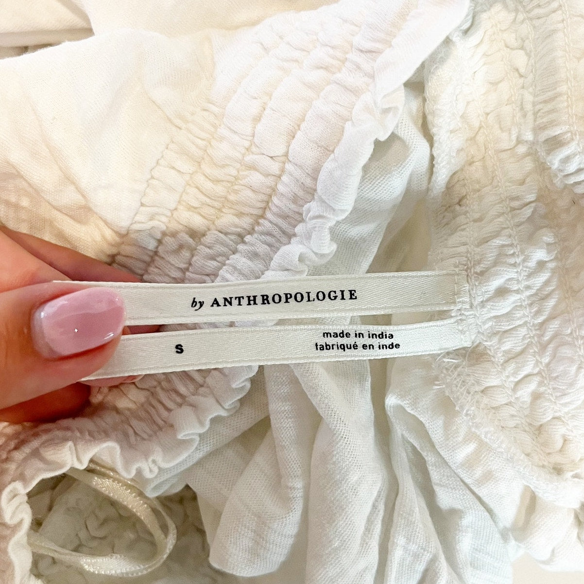 Anthropologie Annie Embroidered Off-The-Shoulder Blouse Top White Small