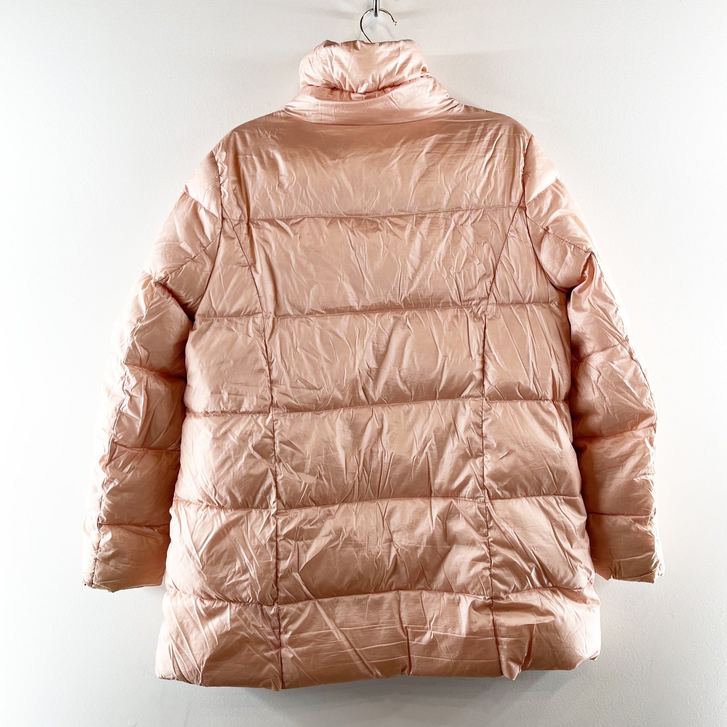 Lands' End Sheen Quilted Mid Length Big Puffer 90% Down Jacket Pink Large