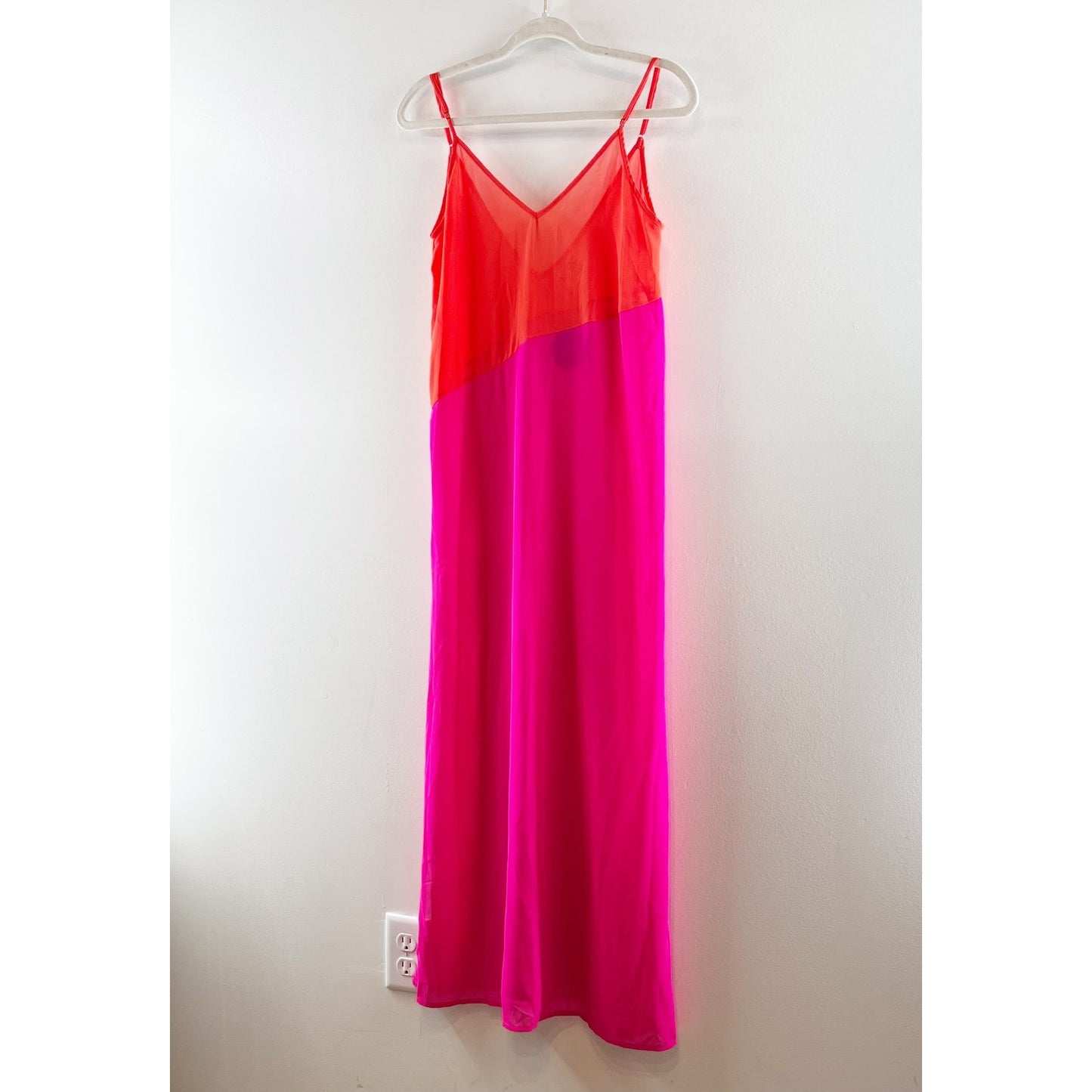 Seaside Retreat Coral Red Magenta Maxi Swim Cover-Up Dress XS