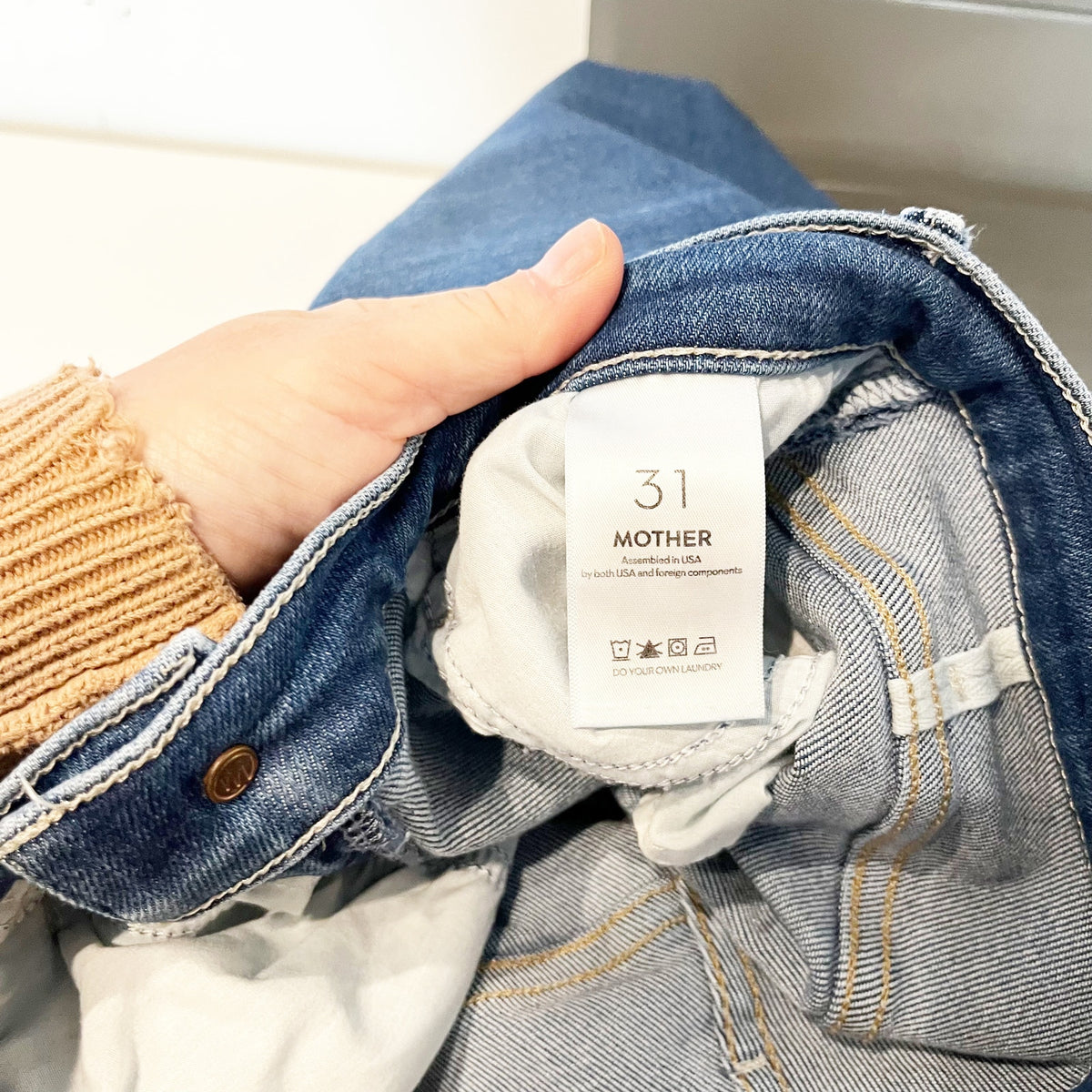 Mother The Hustler Ankle Fray Hem Jeans Grasping At Straws Blue 31 / 12