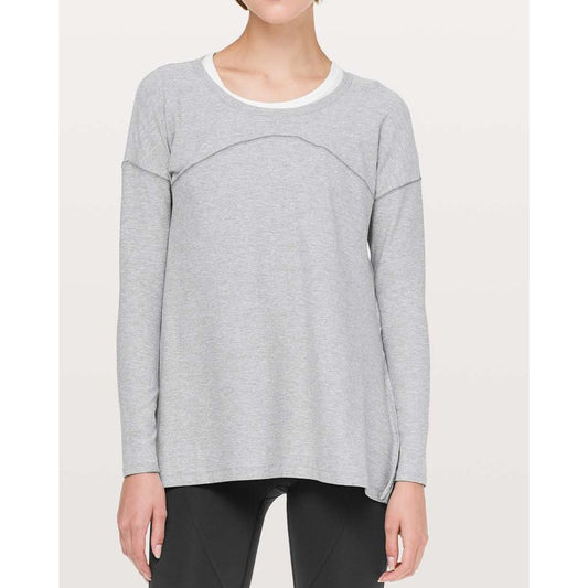 Lululemon Athletica Hit Unwind Long Sleeve T-Shirt Heathered Magnet Grey Small