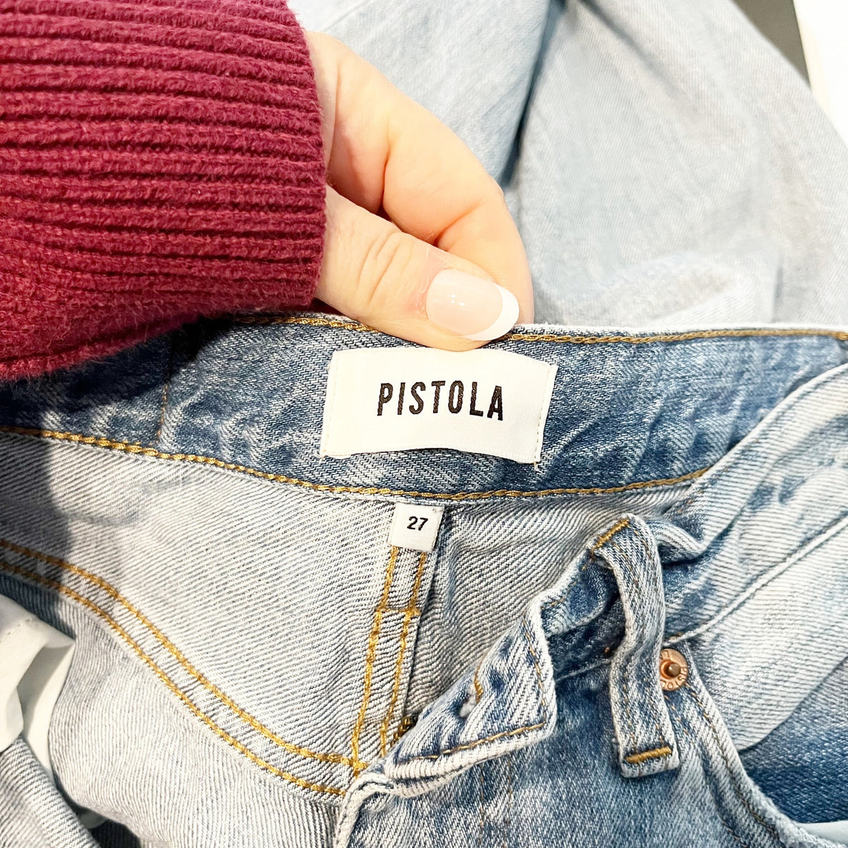 Pistola Presley Cotton Blend High-Rise Relaxed Denim Roller Jeans Blue 27