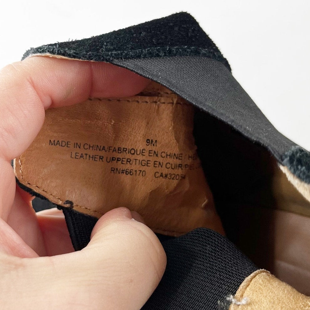 Urban Outfitters Posey Gumsole Platform Leather Suede Ankle Boots Booties Black