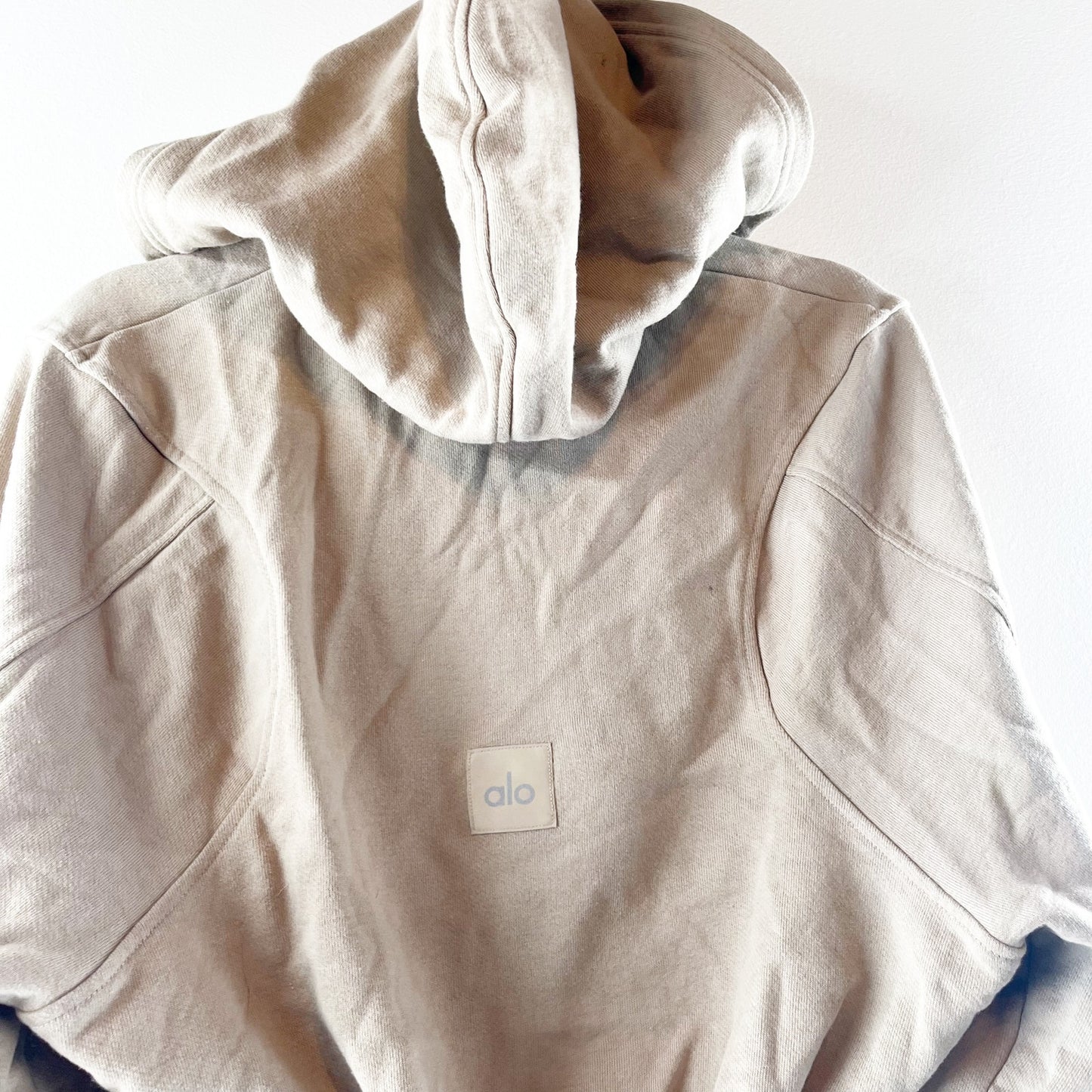 Alo Sweet Escape Full Zip Up Cropped Hoodie Sweatshirt Gravel Tan XS