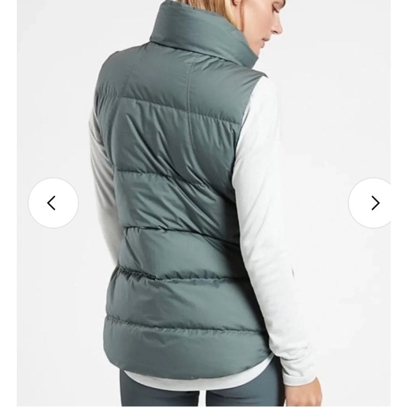 Athleta Downtown Puffer Vest Metropolis Gray Green Medium