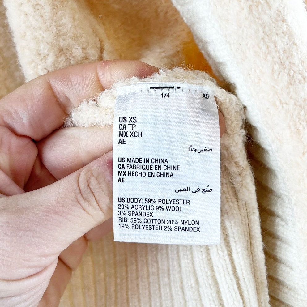 On 34th Boucle Double Zip Up Long Sleeve Cozy Bomber Jacket Cream Ivory XS