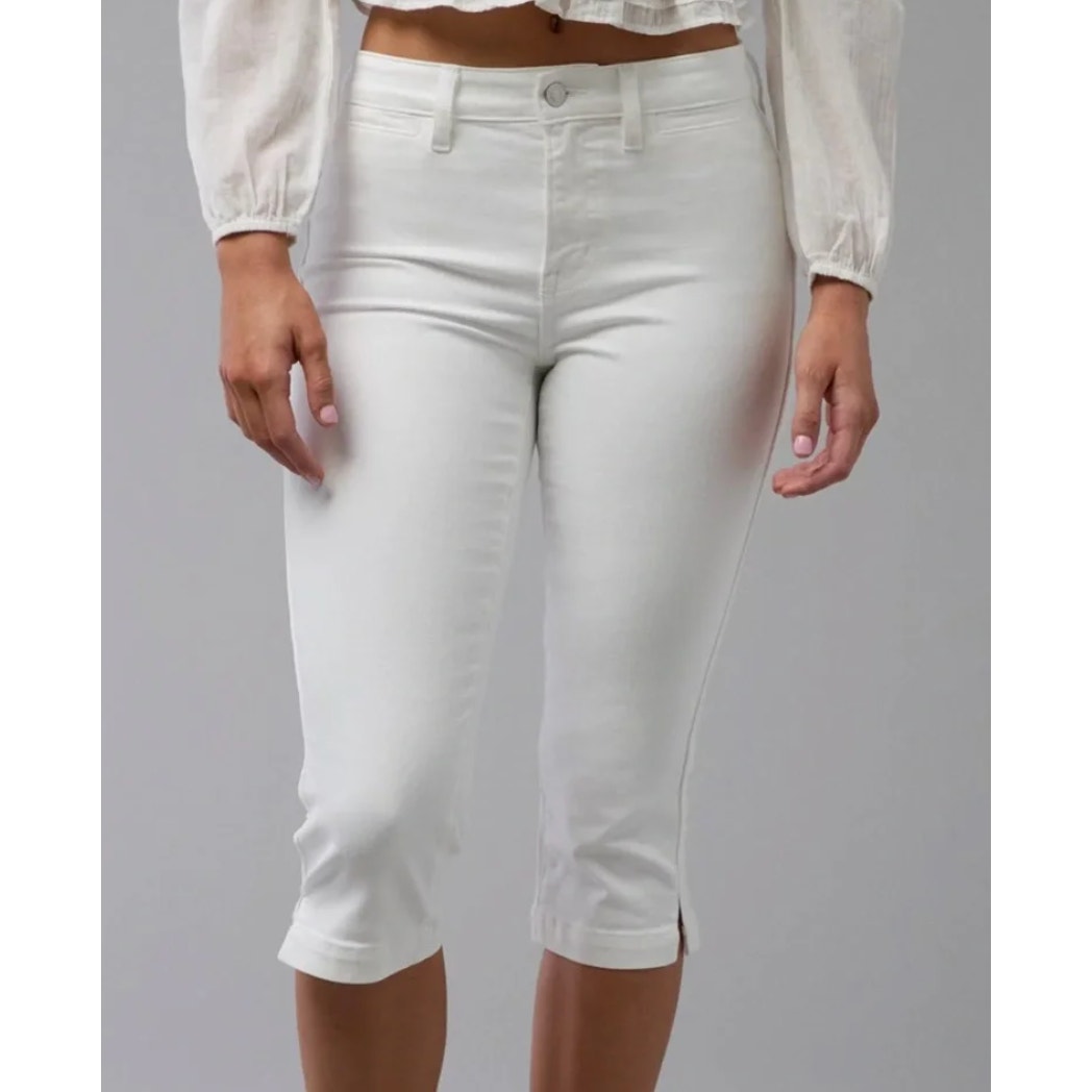 American Eagle Mid Rise Next Level Stretch Capri Jeans White 2