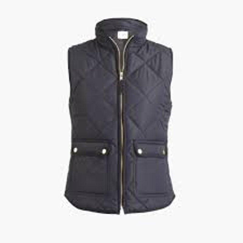 j. Crew Quilted Full Zip Puffer Vest Black Small