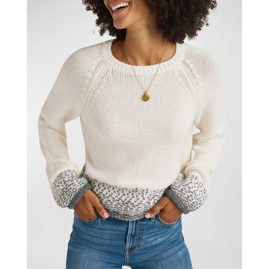 Splendid Matilda Raglan Sleeve Ombre Heart Sweater Cream Ivory Marshmallow Small