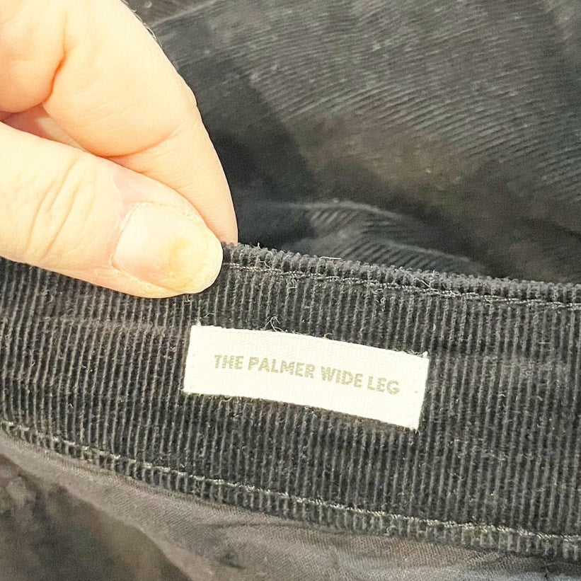 LOFT The Palmer High Rise Wide Leg Corduroy Pants Black 14