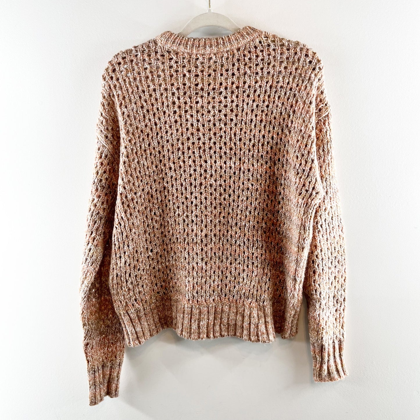 Madewell Space Dyed Open Knit Crochet Crewneck Pullover Sweater Ginger XS