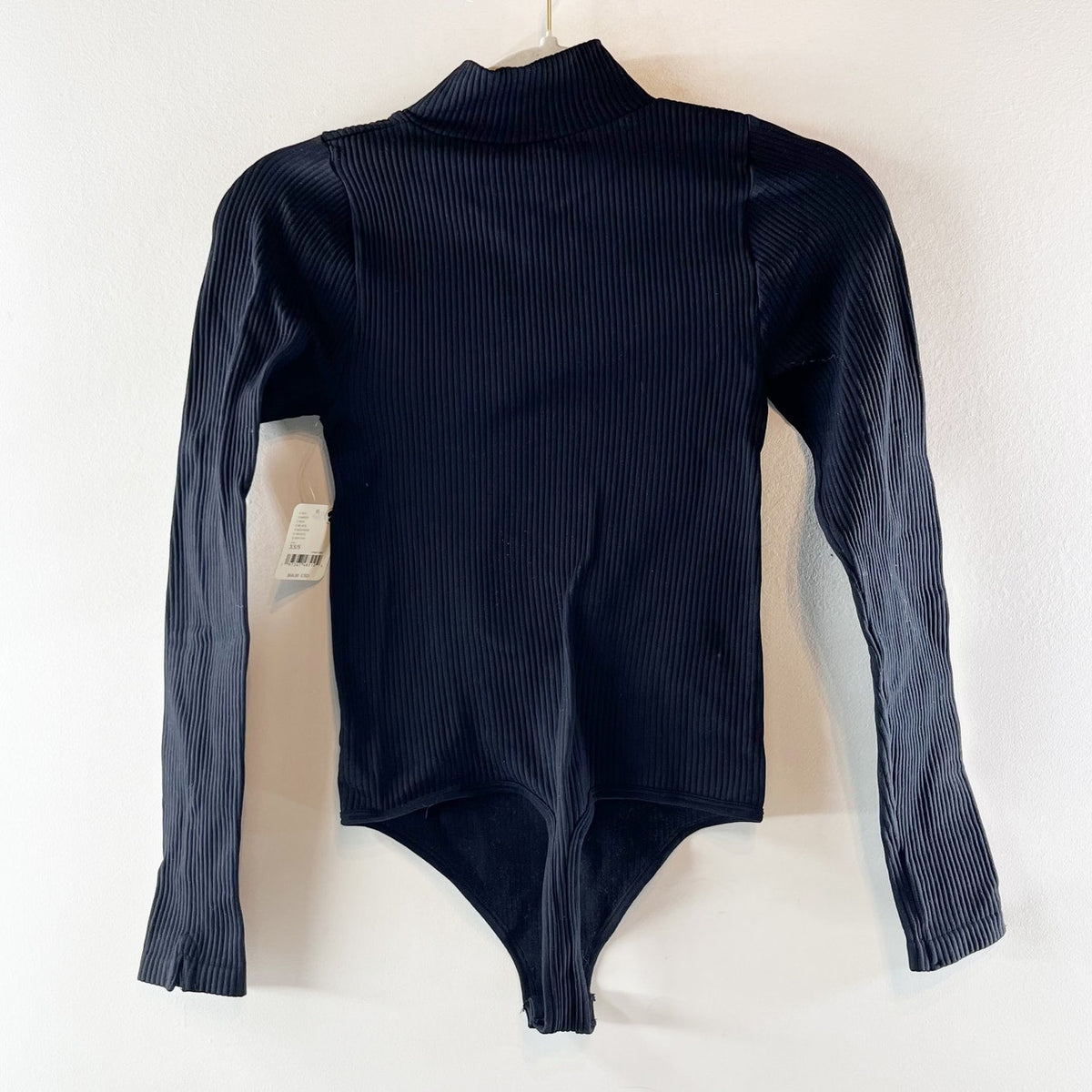Free People XYZ Ribbed Long Sleeve Turtleneck Bodysuit Black XS / S