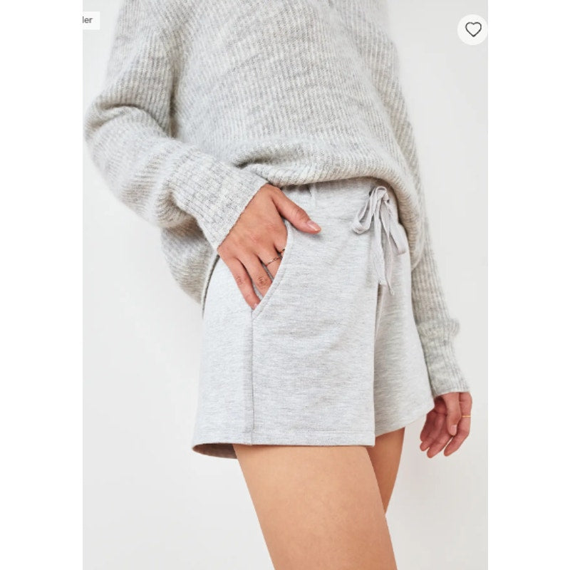 Quince SuperSoft Fleece Drawstring Waist Lounge Shorts Heather Gray Small