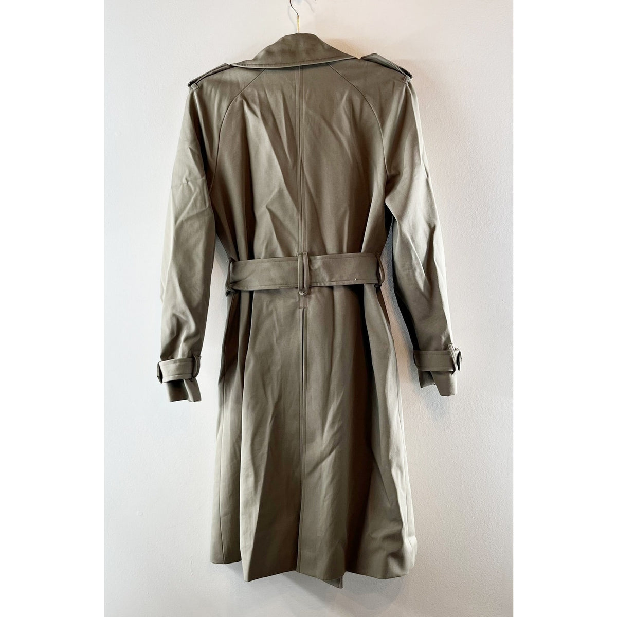 Sezane Midi Long Sleeve Belted Trench Coat Olive Green XS