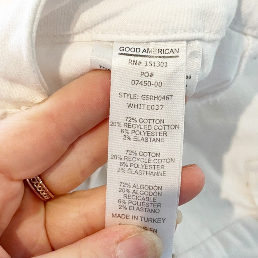 Good American Good Straight High Rise Raw Hem Jeans White 0 / 25