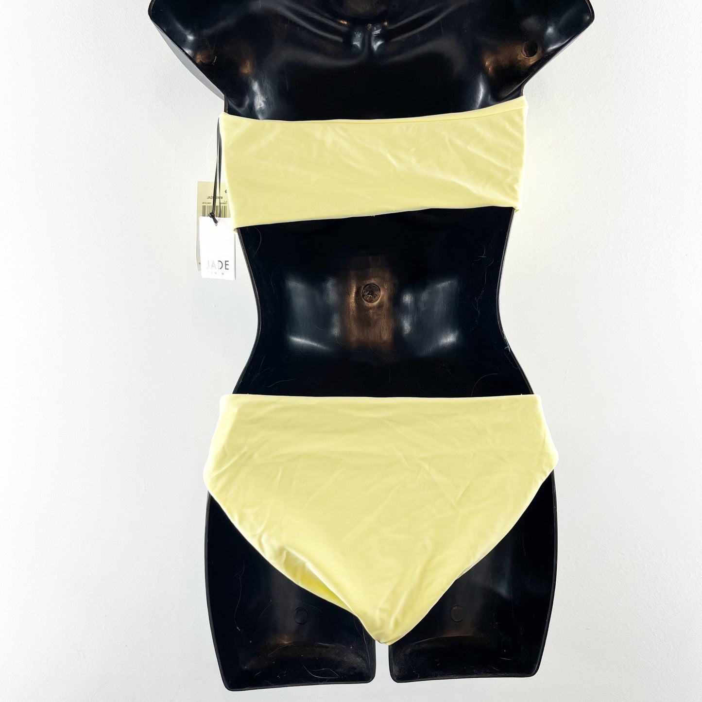 Jade Swim Ava Ruched Strapless Bandeau Top and Lure Bottoms Bikini Set Sorbet